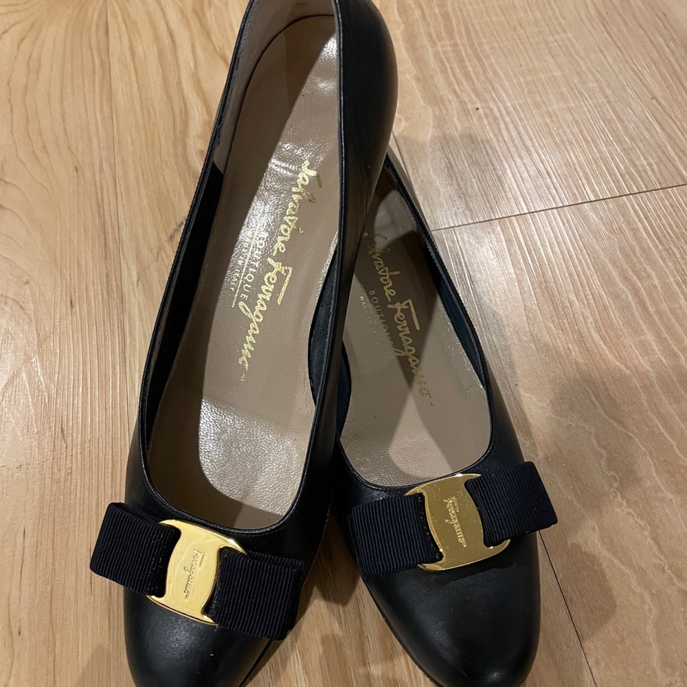 Blue Ferragamo dress shoes